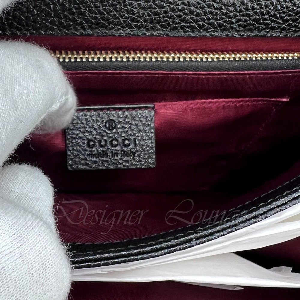 NEW GUCCI Zumi Interlocking G Horsebit Black Grain Leather Small Crossbody Bag - Picture 14 of 15